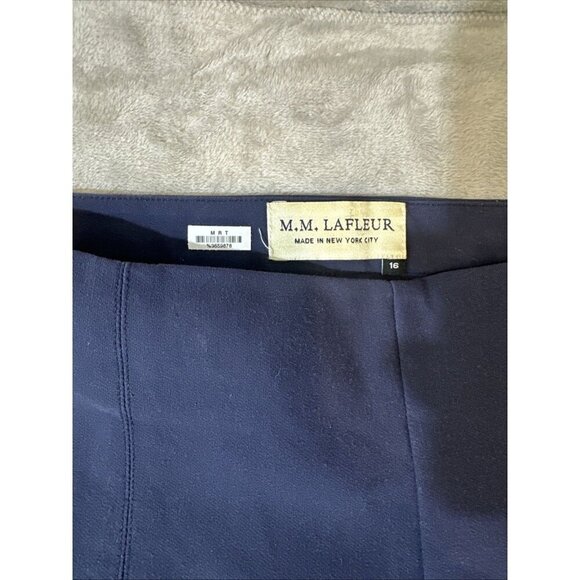 M.M. LaFleur Foster Pants Size 12 Navy Blue Stretch Work Trousers Slim Ankle - Picture 5 of 14